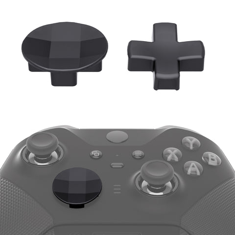 eXtremeRate 2 pcs Metalic Black Magnetic Stainless Steel D-Pads for Xbox One Elite & Xbox One Elite Series 2 Controller - IL401