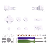 eXtremeRate White Custom Full Set Buttons for Gameboy Advance SP, Replacement A B L R Button Power On Off Volume Button D-pad Key for GBA SP Console - Console NOT Included - ASPJ113