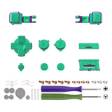 eXtremeRate Chameleon Green Purple Custom Full Set Buttons for Gameboy Advance SP, Replacement A B L R Button Power On Off Volume Button D-pad Key for GBA SP Console - Console NOT Included - ASPJ213