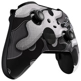 eXtremeRate Black White Camouflage Faceplate Cover, Soft Touch Front Housing Shell Case Replacement Kit for Xbox One Elite Series 2 Controller Model 1797 - Thumbstick Accent Rings Included - ELT147