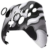 eXtremeRate Black White Camouflage Faceplate Cover, Soft Touch Front Housing Shell Case Replacement Kit for Xbox One Elite Series 2 Controller Model 1797 - Thumbstick Accent Rings Included - ELT147