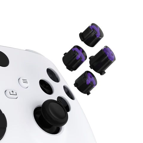 eXtremeRate Three-Tone Black & Clear & Purple ABXY Action Buttons with Classic Symbols for Xbox Series X & S Controller & Xbox One S/X & Xbox One Elite V1/V2 Controller - JDX3M006