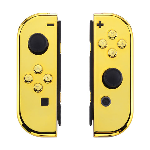 eXtremeRate Chrome Gold Handheld Controller Housing With Full Set Buttons DIY Replacement Shell Case for NS Switch JoyCon & OLED JoyCon - Console Shell NOT Included - CD401