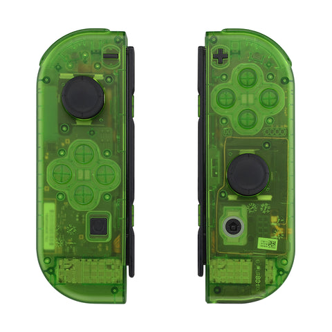 eXtremeRate Transparent Clear Green Joycon Handheld Controller Housing with Full Set Buttons, DIY Replacement Shell Case for NS Switch JoyCon & OLED JoyCon - Console Shell NOT Included - CM503