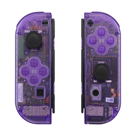 eXtremeRate Clear Atomic Purple Joycon Handheld Controller Housing with Full Set Buttons, DIY Replacement Shell Case for NS Switch JoyCon & OLED JoyCon - Console Shell NOT Included - CM505