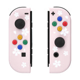 eXtremeRate Soft Touch Grip Cherry Blossoms Petals Patterned Joycon Handheld Controller Housing with Coloful Buttons, DIY Replacement Shell Case for NS Switch JoyCon & OLED JoyCon – Joycon and Console NOT Included - CT109