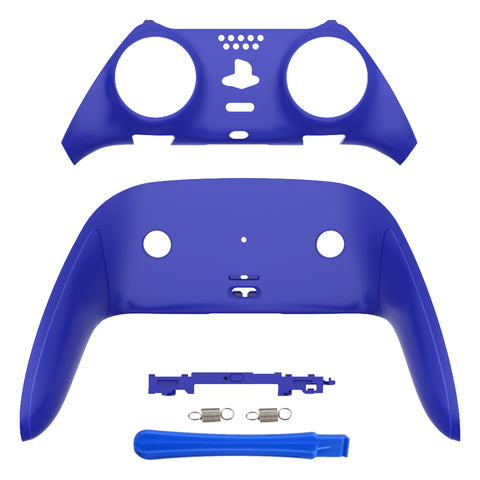 eXtremeRate Blue Top Bottom Decorative Trim Shell Compatible with ps5 Edge Controller DIY Replacement Front Back Clip Shell, Custom Plates Cover Compatible with ps5 Edge Controller - CXQEGP003