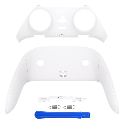 eXtremeRate White Top Bottom Decorative Trim Shell Compatible with ps5 Edge Controller DIY Replacement Front Back Clip Shell, Custom Plates Cover Compatible with ps5 Edge Controller - CXQEGP007