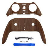 eXtremeRate Wood Grain Top Bottom Decorative Trim Shell Compatible with ps5 Edge Controller DIY Replacement Front Back Clip Shell, Custom Plates Cover Compatible with ps5 Edge Controller - CXQEGS001