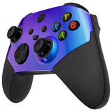 eXtremeRate Chameleon Purple Blue ASR Version Performance Rubberized Grip Front Housing Shell  with Accent Rings for Xbox Series X/S Controller - FX3C3002