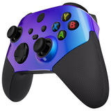 eXtremeRate Chameleon Purple Blue ASR Version Performance Rubberized Side Rails Front Shell with Accent Rings for Xbox Series X/S Controller - ZX3C3002