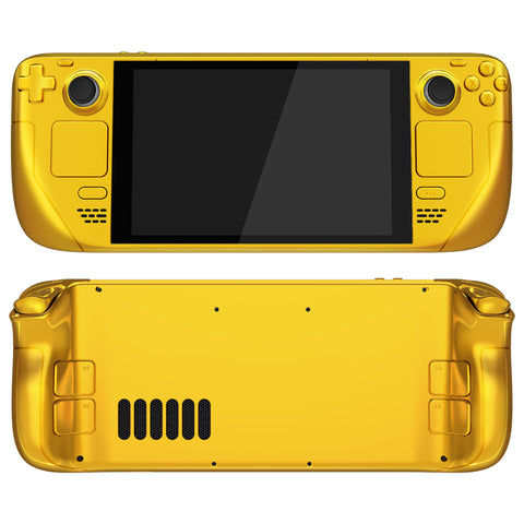 eXtremeRate Replacement Chrome Gold Full Set Shell with Buttons for Steam Deck LCD - QESDD001