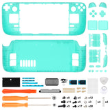 eXtremeRate Replacement Clear Emerald Green Full Set Shell with Buttons for Steam Deck LCD - QESDM004