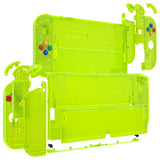 eXtremeRate Clear Lime Green Custom Full Set Shell for Nintendo Switch OLED, DIY Replacement Console Back Plate & Kickstand, NS Joycon Handheld Controller Housing with Colorful Buttons for Nintendo Switch OLED - QNSOM5008