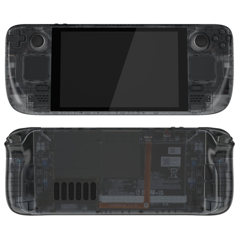 eXtremeRate Replacement Clear Slate Black Full Set Shell with Buttons for Steam Deck LCD - QESDM002