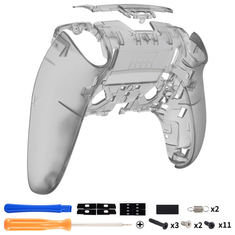 eXtremeRate Clear Black Custom Back Housing Bottom Shell Compatible with ps5 Edge Controller, DIY Replacement Back Shell Cover Compatible with ps5 Edge Controller - DQZEGM003