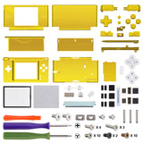 eXtremeRate Chrome Gold Replacement Full Housing Shell for Nintendo DS Lite, Custom Handheld Console Case Cover with Buttons, Screen Lens for Nintendo DS Lite NDSL - Console NOT Included - DSLD4001