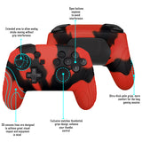 PlayVital Samurai Edition Ergonomic Silicone Skin Protective Case for Nintendo Switch Pro Controller, Soft Anti-slip Controller Grip Protector for Nintendo Switch Pro with Thumb Grip Caps - Red & Black - EBNPP006