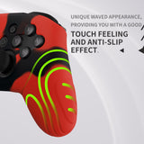 PlayVital Samurai Edition Ergonomic Silicone Skin Protective Case for Nintendo Switch Pro Controller, Soft Anti-slip Controller Grip Protector for Nintendo Switch Pro with Thumb Grip Caps - Red & Black - EBNPP006