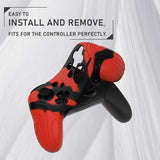 PlayVital Samurai Edition Ergonomic Silicone Skin Protective Case for Nintendo Switch Pro Controller, Soft Anti-slip Controller Grip Protector for Nintendo Switch Pro with Thumb Grip Caps - Red & Black - EBNPP006