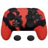 PlayVital Samurai Edition Ergonomic Silicone Skin Protective Case for Nintendo Switch Pro Controller, Soft Anti-slip Controller Grip Protector for Nintendo Switch Pro with Thumb Grip Caps - Red & Black - EBNPP006