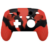 PlayVital Samurai Edition Ergonomic Silicone Skin Protective Case for Nintendo Switch Pro Controller, Soft Anti-slip Controller Grip Protector for Nintendo Switch Pro with Thumb Grip Caps - Red & Black - EBNPP006