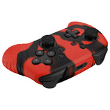 PlayVital Samurai Edition Ergonomic Silicone Skin Protective Case for Nintendo Switch Pro Controller, Soft Anti-slip Controller Grip Protector for Nintendo Switch Pro with Thumb Grip Caps - Red & Black - EBNPP006