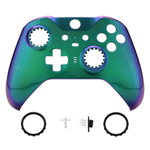 eXtremeRate Replacement Front Housing Shell Case for Xbox One Elite Series 2 & Elite 2 Core Controller (Model 1797) - Chameleon Green Purple - ELP302