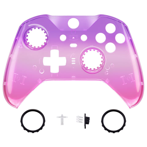 eXtremeRate Replacement Front Housing Shell Case for Xbox One Elite Series 2 & Elite 2 Core Controller (Model 1797) - Gradient Translucent Purple Rose Red Glossy - ELP335