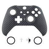 eXtremeRate Replacement Front Housing Shell Case for Xbox One Elite Series 2 & Elite 2 Core Controller (Model 1797) - Black Silver Carbon Fiber - ELS209