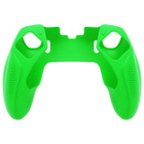 PlayVital Ninja Edition Anti-Slip Half-Covered Silicone Cover Skin for ps5 Edge Controller, Ergonomic Protector Soft Rubber Case for ps5 Edge Wireless Controller with Thumb Grip Caps - Green - EYPFP009