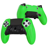 PlayVital Ninja Edition Anti-Slip Half-Covered Silicone Cover Skin for ps5 Edge Controller, Ergonomic Protector Soft Rubber Case for ps5 Edge Wireless Controller with Thumb Grip Caps - Green - EYPFP009