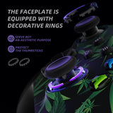 eXtremeRate Green Weeds ASR Version Performance Rubberized Grip Front Housing Shell  with Accent Rings for Xbox Series X/S Controller - FX3C1006