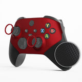 eXtremeRate Rubberized Scarlet Red & Black ASR Version Performance Rubberized Grip Front Housing Shell  with Accent Rings for Xbox Series X/S Controller - FX3C3003