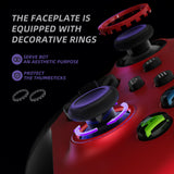 eXtremeRate Rubberized Scarlet Red & Black ASR Version Performance Rubberized Grip Front Housing Shell  with Accent Rings for Xbox Series X/S Controller - FX3C3003