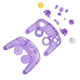 eXtremeRate Clear Atomic Purple Replacement Faceplate Backplate with Buttons for Nintendo GameCube Controller - GCNM5001