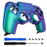 eXtremeRate Chameleon Green Purple Replacement Faceplate Touchpad, Redesigned Soft Touch Housing Shell Touch Pad Compatible with PS4 Slim Pro Controller JDM-040/050/055 - Controller NOT Included - GHP4P001