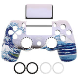 eXtremeRate The Great Wave Replacement Faceplate Touchpad Cover, Redesigned Housing Shell Case Touch Pad Compatible with PS4 Slim Pro Controller JDM-040/050/055 - Controller NOT Included - GHP4T001