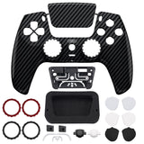 eXtremeRate LUNA Redesigned Graphite Carbon Fiber Pattern Front Shell Touchpad Compatible with ps5 Controller BDM-010/020/030/040, DIY Replacement Housing Custom Touch Pad Cover Compatible with ps5 Controller - GHPFS001