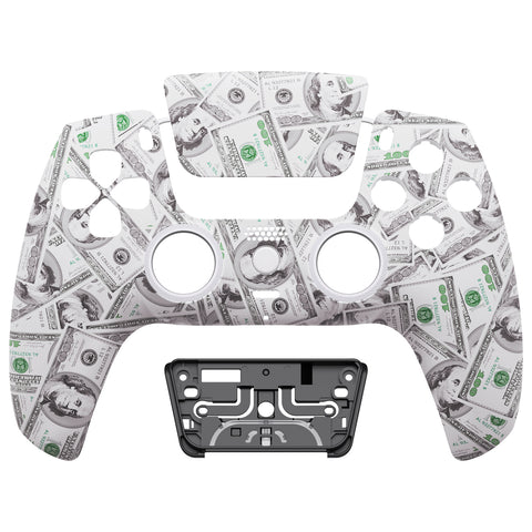 eXtremeRate LUNA Redesigned The $100 Cash Money Front Shell Touchpad Compatible with ps5 Controller BDM-010/020/030/040, DIY Replacement Housing Custom Touch Pad Cover Compatible with ps5 Controller - GHPFS003