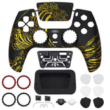 eXtremeRate LUNA Redesigned Front Shell with Touchpad for PS5 Controller BDM-010/020/030/040/050 - The Great GOLDEN Wave Off Kanagawa - Black - GHPFT014