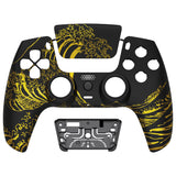 eXtremeRate LUNA Redesigned Front Shell with Touchpad for PS5 Controller BDM-010/020/030/040/050 - The Great GOLDEN Wave Off Kanagawa - Black - GHPFT014