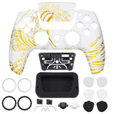 eXtremeRate LUNA Redesigned Front Shell with Touchpad for PS5 Controller BDM-010/020/030/040/050 - The Great GOLDEN Wave Off Kanagawa - White - GHPFT015