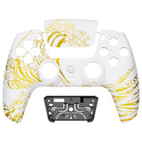 eXtremeRate LUNA Redesigned Front Shell with Touchpad for PS5 Controller BDM-010/020/030/040/050 - The Great GOLDEN Wave Off Kanagawa - White - GHPFT015