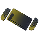 PlayVital Gradient Black Yellow Cover for NS Switch Console, NS Joycon Handheld Controller Separable Protector Hard Shell, Soft Touch Customized Dockable Protective Case for NS Switch - NTP348