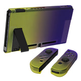 eXtremeRate PlayVital Gradient Purple Yellow Back Cover for NS Switch Console, NS Joycon Handheld Controller Separable Protector Hard Shell, Soft Touch Customized Dockable Protective Case for NS Switch - NTP346