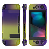 eXtremeRate PlayVital Gradient Purple Yellow Back Cover for NS Switch Console, NS Joycon Handheld Controller Separable Protector Hard Shell, Soft Touch Customized Dockable Protective Case for NS Switch - NTP346