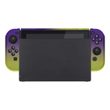 eXtremeRate PlayVital Gradient Purple Yellow Back Cover for NS Switch Console, NS Joycon Handheld Controller Separable Protector Hard Shell, Soft Touch Customized Dockable Protective Case for NS Switch - NTP346