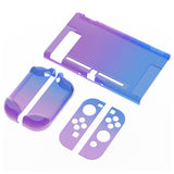 PlayVital Gradient Translucent Bluebell Cover for NS Switch Console, NS Joycon Handheld Controller Separable Protector Hard Shell, Soft Touch Customized Dockable Protective Case for NS Switch - NTP347