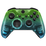 eXtremeRate Gradient Translucent Green Blue Faceplate Cover, Glossy Front Housing Shell Case Replacement Kit for Xbox One Elite Series 2 Controller Model 1797 and Core Model 1797 - Thumbstick Accent Rings Included - ELP336